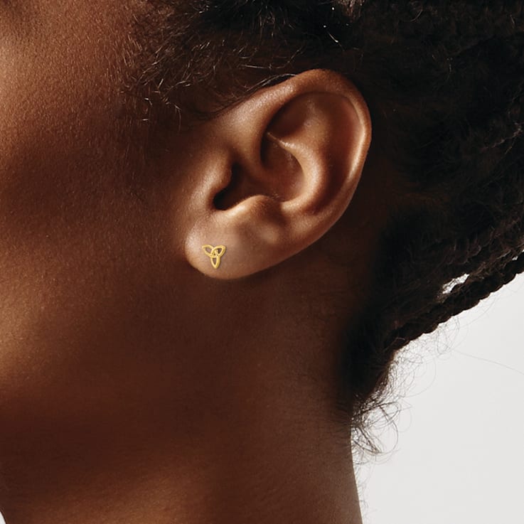 14K Yellow Gold Kids Celtic Knot Post Earrings