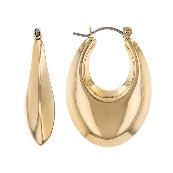 Sculptural Gold-Tone Hoop Earring Set Of 5