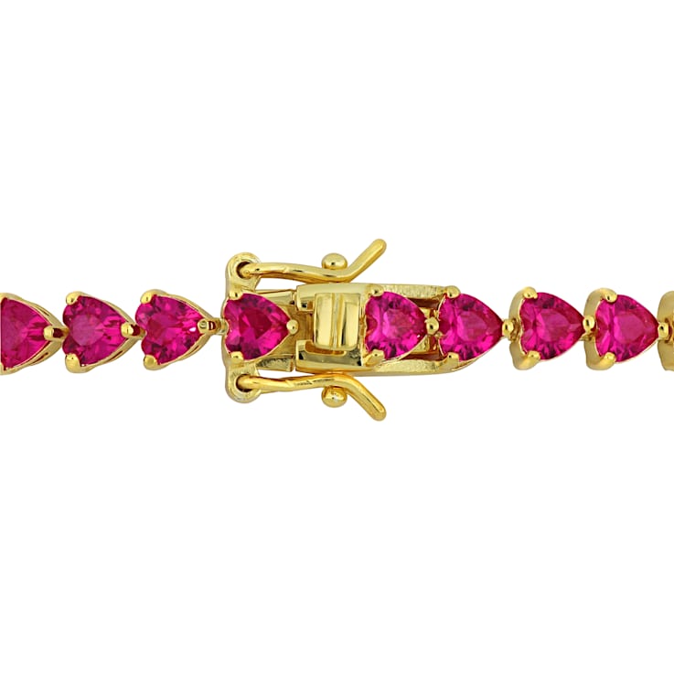Created Ruby 18K Yellow Gold Over Sterling Silver Bracelet 12.3ctw