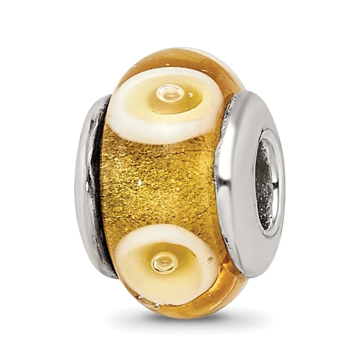 Sterling Silver Yellow Hand-blown Glass Bead