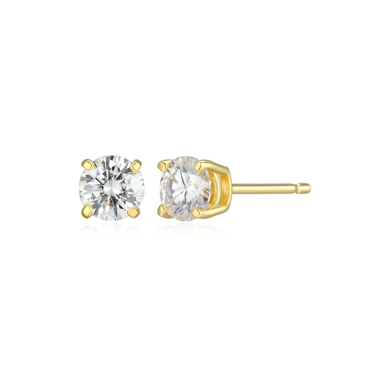 Moissanite 14k Yellow Gold Over Silver Stud Earrings 1.00ctw DEW