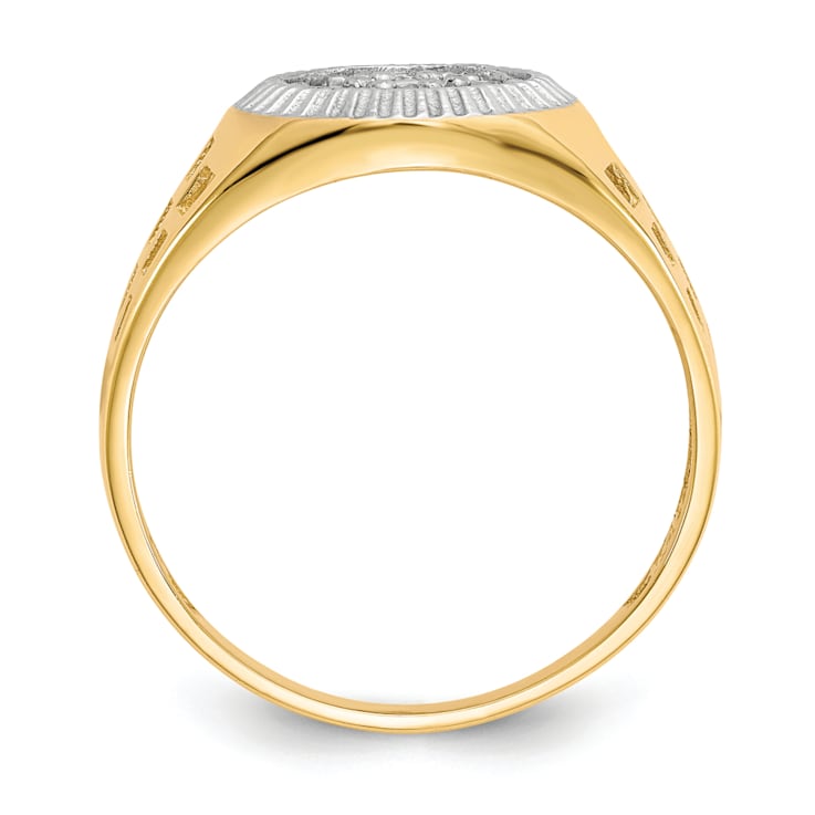 10K Two-tone Yellow and White Gold Men's Cubic Zirconia Cluster Ring