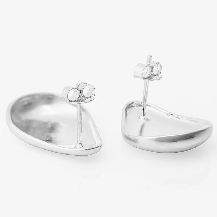 Pear-Shaped Polished Stud Earrings In Sterling Silver