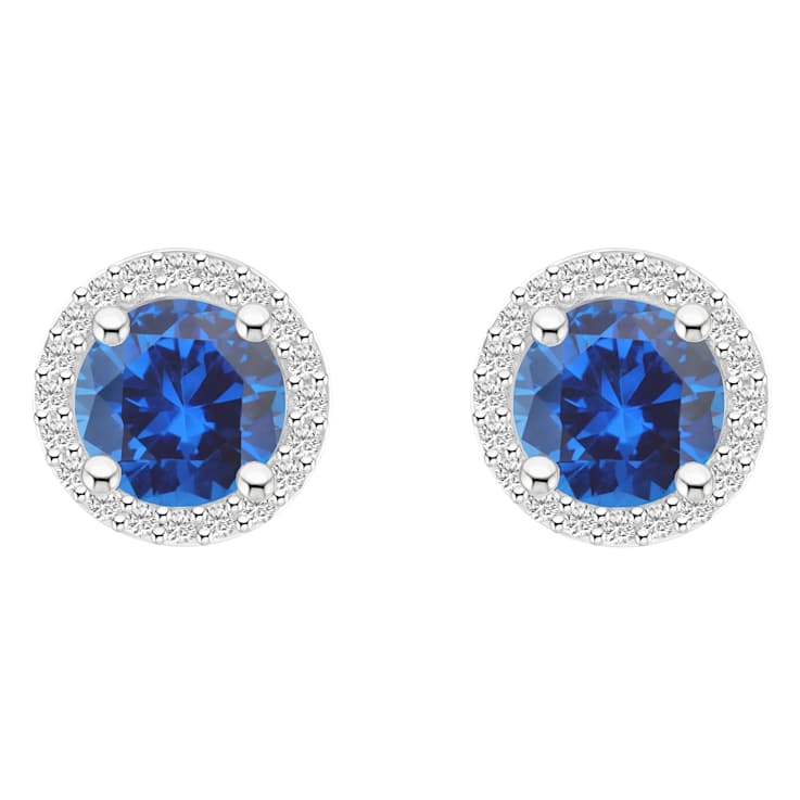 6mm Round Created Sapphire And Created White Sapphire 10k White Gold
Halo Stud Earrings