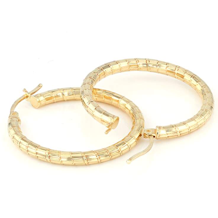 Medium Diamond-Cut Hoop Earrings In 18K Gold Over Sterling Silver