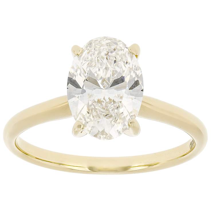 Lab-Grown Diamond Oval Solitaire Ring In 14K Gold 2.00ct