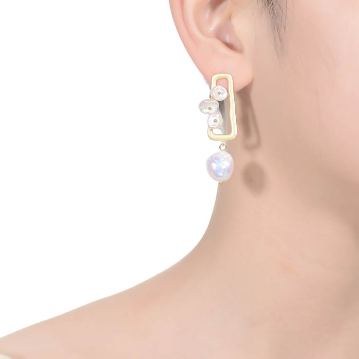 Pear Shape Freshwater Pearl Drop Earrings In 14K Gold Over Sterling Silver