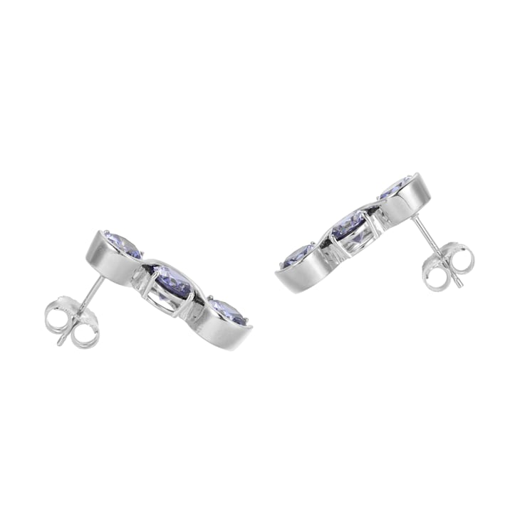Blue Cubic Zirconia Platinum Over Silver December Birthstone Earrings 8.21ctw