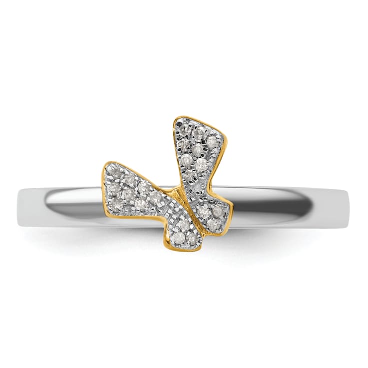 14K Yellow Gold Over Sterling Silver Stackable Expressions Butterfly
Diamond Ring 0.066ctw
