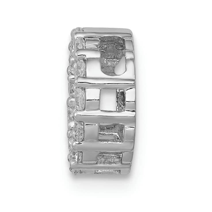 Rhodium Over 10k White Gold 0.26 ctw Diamond Circle Chain Slide Pendant