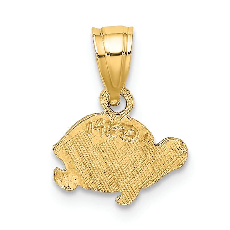 10K Yellow Gold Textured Flat Mini Turtle Charm