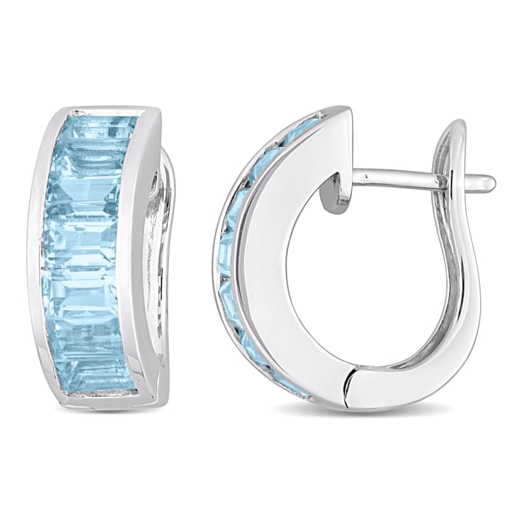 5.60ctw Sky Blue Topaz Hoop Earrings in Sterling Silver