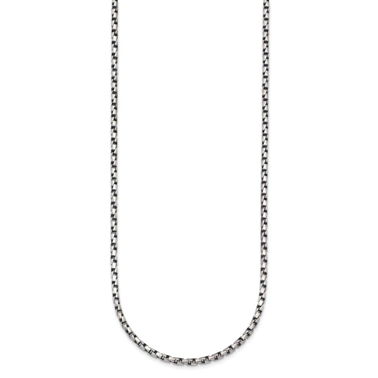 Sterling Silver Antiqued and Satin 2.5mm Twisted Box 16 inch Chain