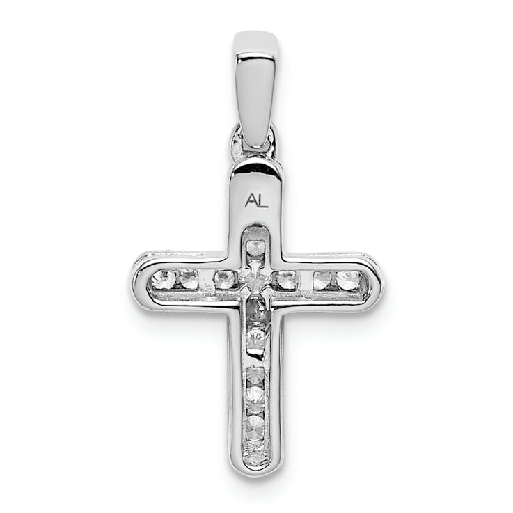 Rhodium Over 14k White Gold Diamond Latin Cross Pendant