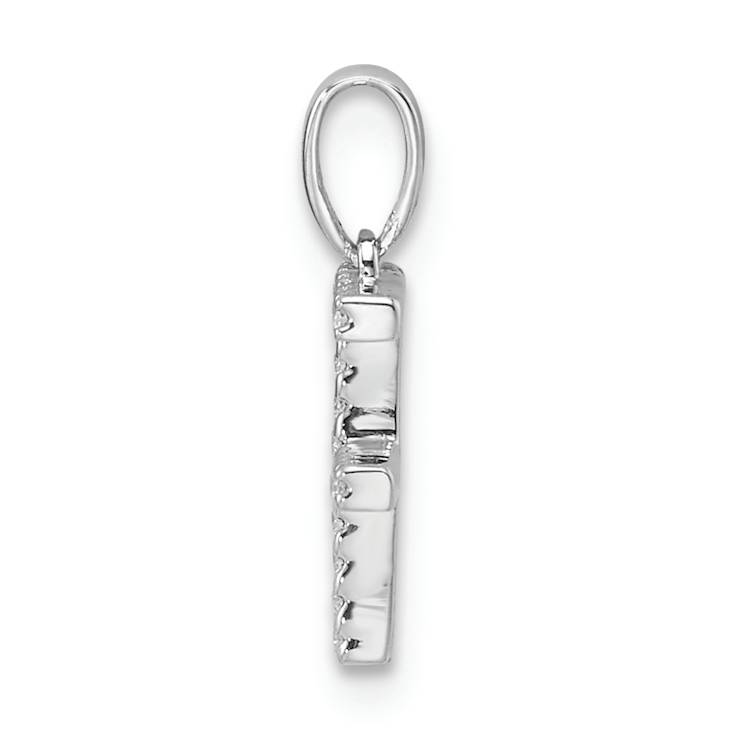 Rhodium Over 14k White Gold Diamond Letter F Initial Pendant