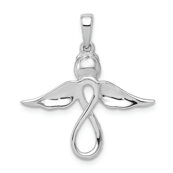 Rhodium Over 14k White Gold Diamond Infinity Angel Pendant