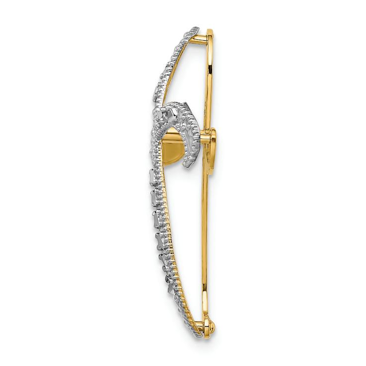 14K Two-tone Gold  Diamond-Cut Twisted Cross Chain Slide Charm
