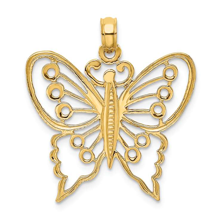 10K Yellow Gold Textured Cut-Out Butterfly Charm