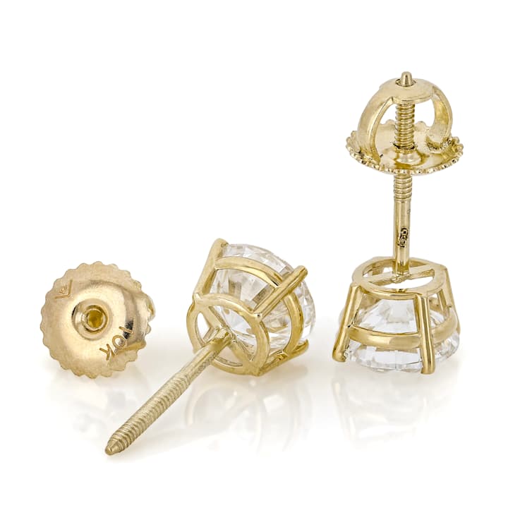 Lab-Grown Diamond Solitaire Stud Earrings 2.00ctw In 10K Yellow Gold