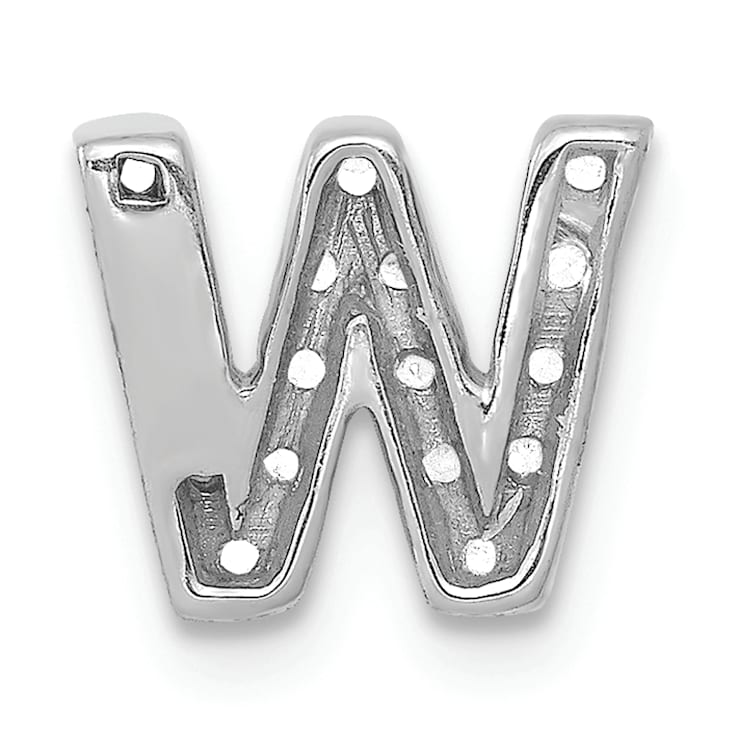 Rhodium Over 14K White Gold Diamond Letter W Initial Charm