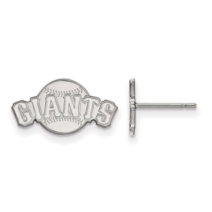 Rhodium Over Sterling Silver MLB LogoArt San Francisco Giants Post Earrings