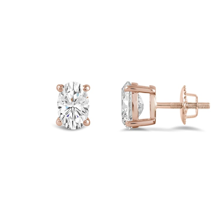 White Cubic Zirconia 14k Rose Gold Studs With Velvet Gift Box 1.00ctw
