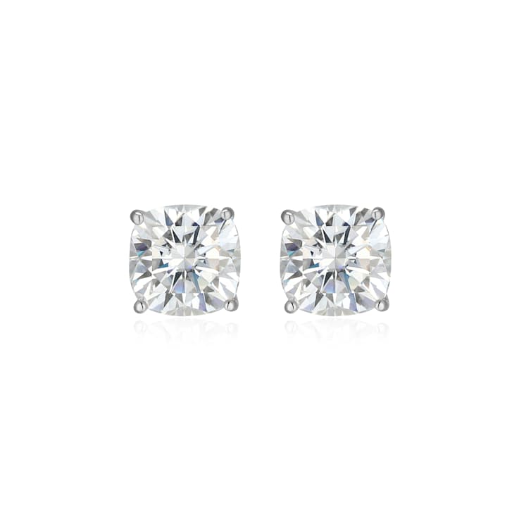 Square Cushion Cut Moissanite Platineve Stud Earrings 3.40ctw DEW
