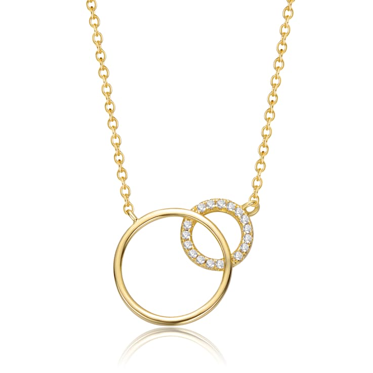 Entwined Triple Circle CZ Pave Necklace In 14K Gold Over Brass