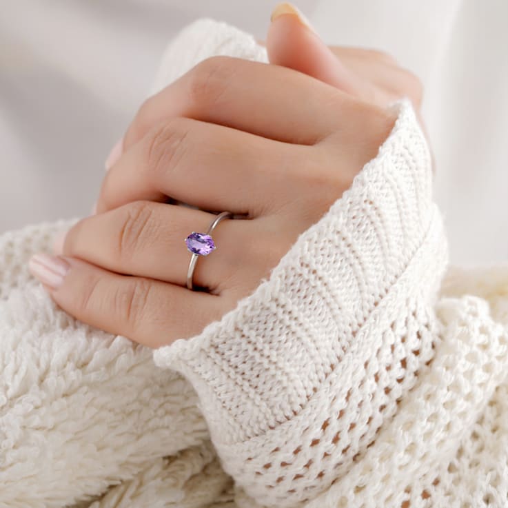 Oval Amethyst Sterling Silver Solitaire Ring, 1.00ct