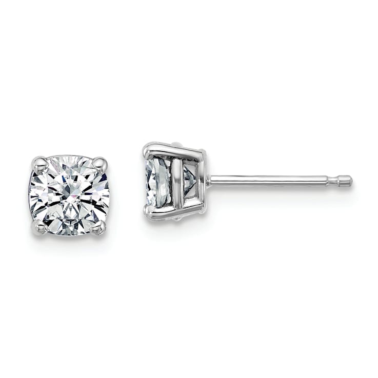 Rhodium Over 14K White Gold 1ct. 5.0mm Cushion G H I True Light
Moissanite Earrings