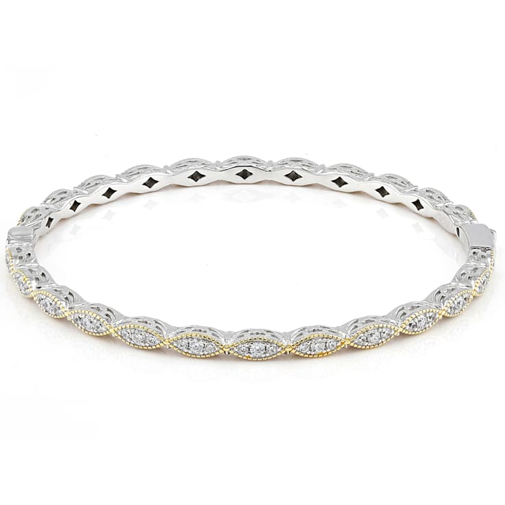 CZ Bangle In Platinum-Enhanced Sterling Silver And 18K Gold Over
Sterling Silver 2.52ctw