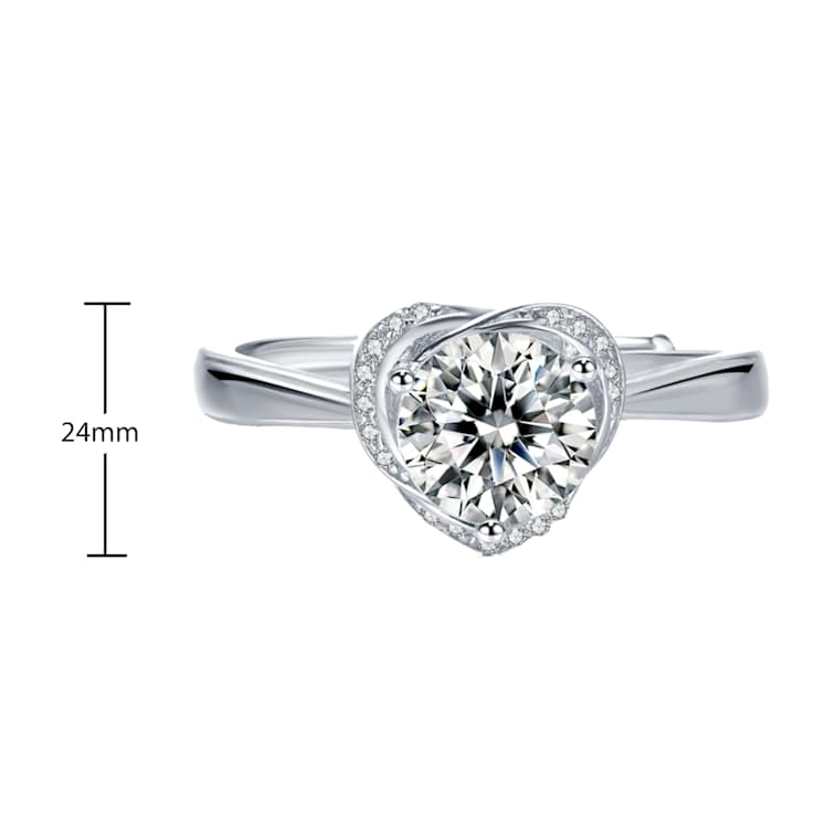 Lab-Created Moissanite Solitaire Ring In Sterling Silver 1.4ctw DEW