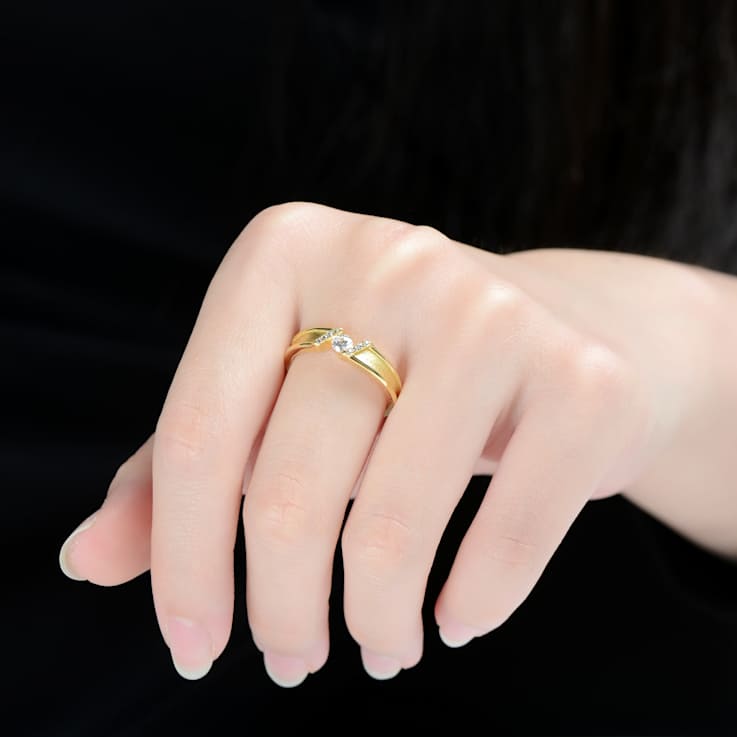 CZ Pave Band Ring In 14K Gold Over Sterling Silver