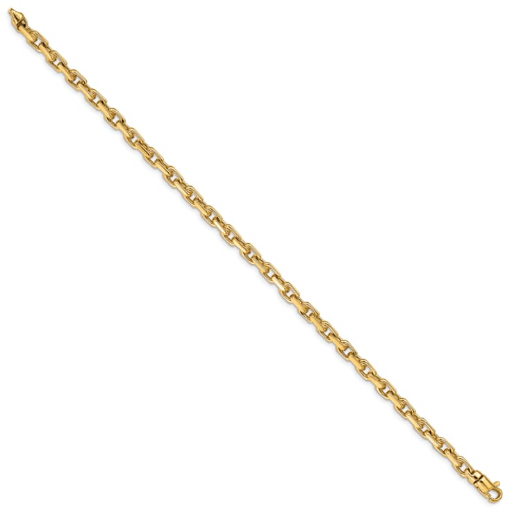 14k Yellow Gold 4.2mm Hand-Polished Fancy Link Chain Bracelet