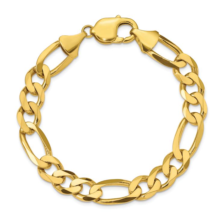 10k Yellow Gold 10mm Concave Open Figaro Link Bracelet