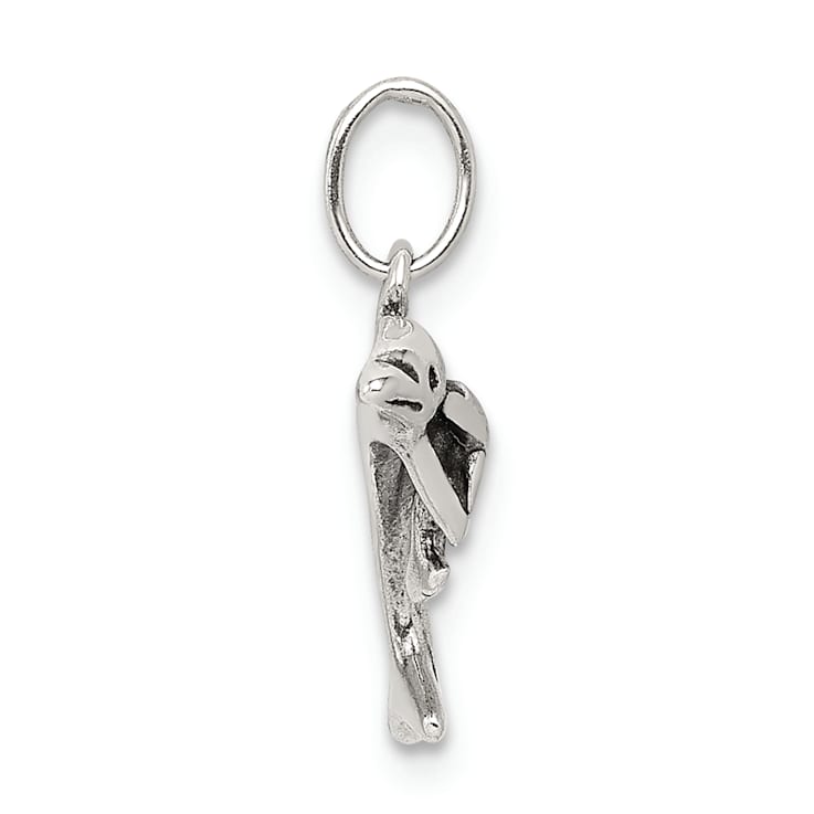 Sterling Silver Antiqued Dolphin with Baby Charm