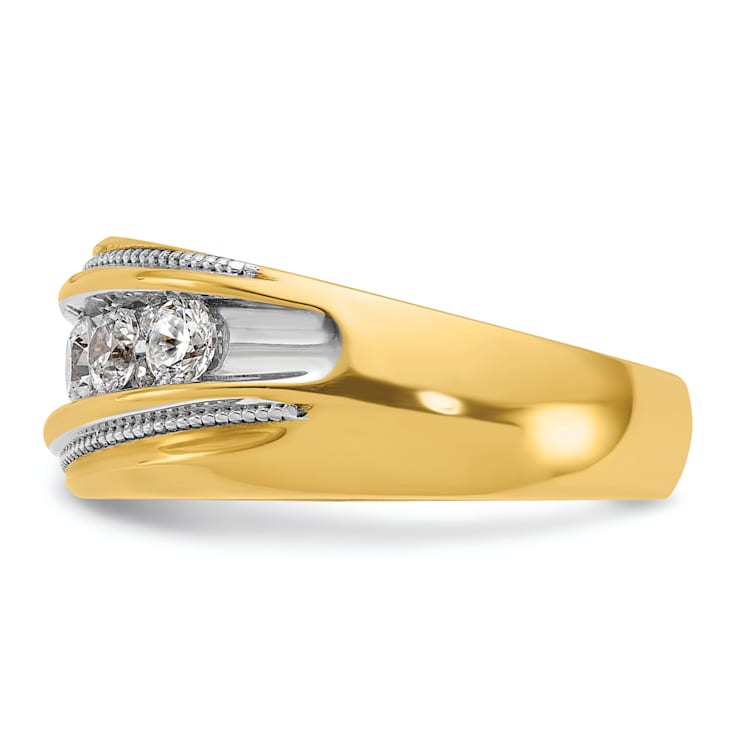 10K Two-tone Yellow Gold with White Rhodium Men's Polished and Milgrain
Diamond Ring 1.01ctw