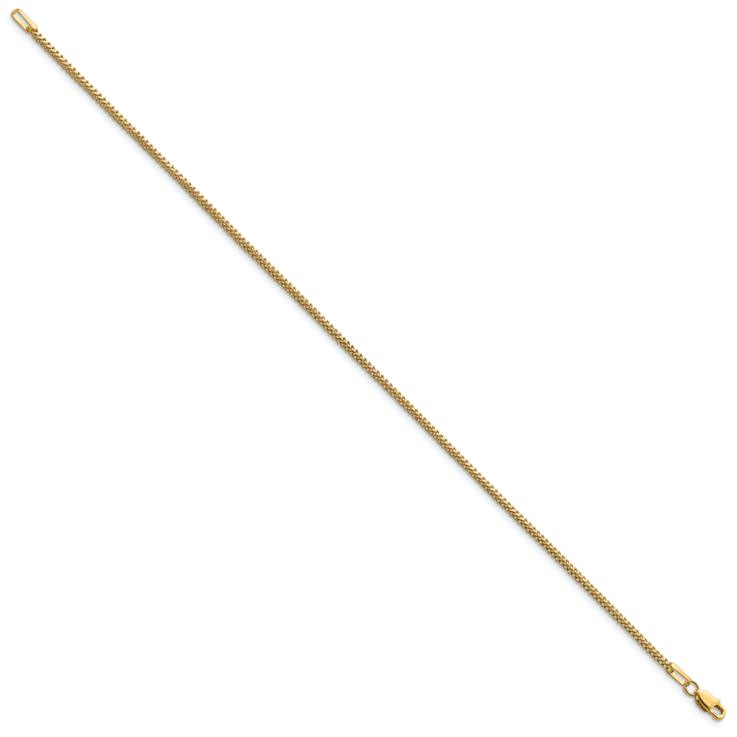 14k Yellow Gold 1.3mm Franco Link Chain Bracelet