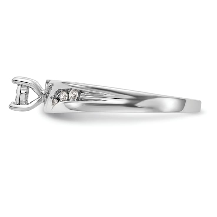 Rhodium Over 14K White Gold Diamond Trio Engagement Ring 0.13ctw