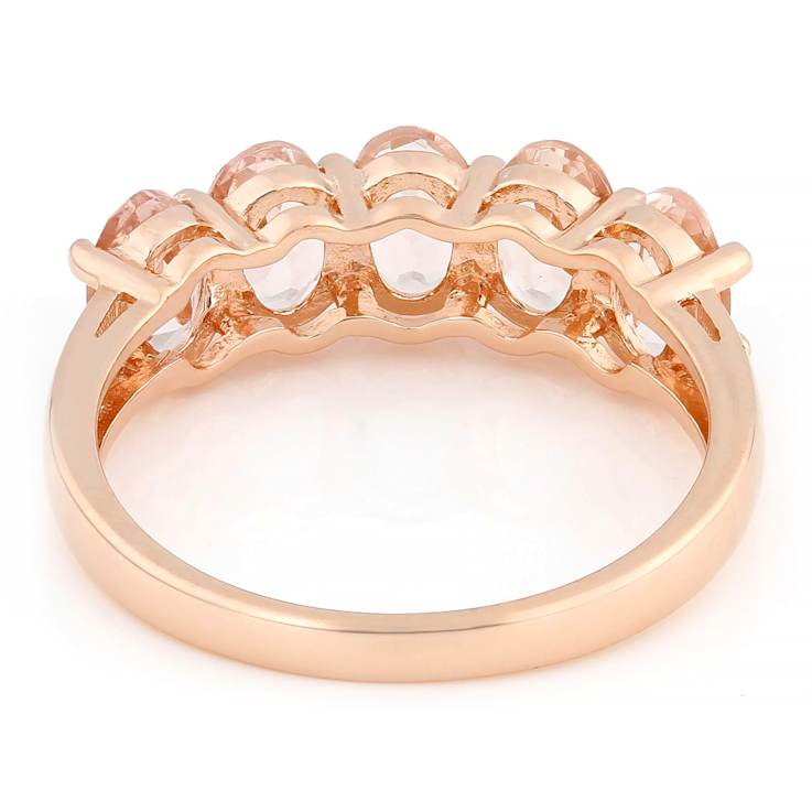 Morganite Oval Band Ring In 18K Rose Gold Over Sterling Silver 2.00ctw