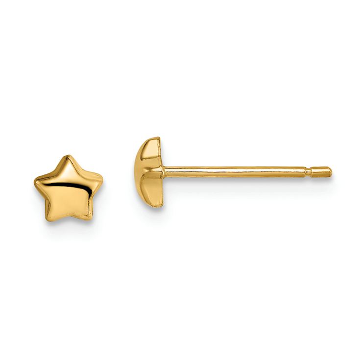 14k Yellow Gold Children's 4.5mm Star Stud Earrings