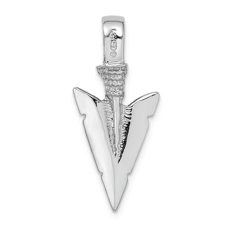 Rhodium Over 14k White Gold 3D Textured Arrowhead Charm