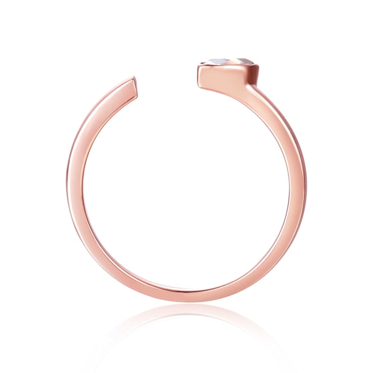 White Topaz 14K Rose Gold Over Sterling Silver Marquise Solitaire Open
Design Ring, 0.25ct
