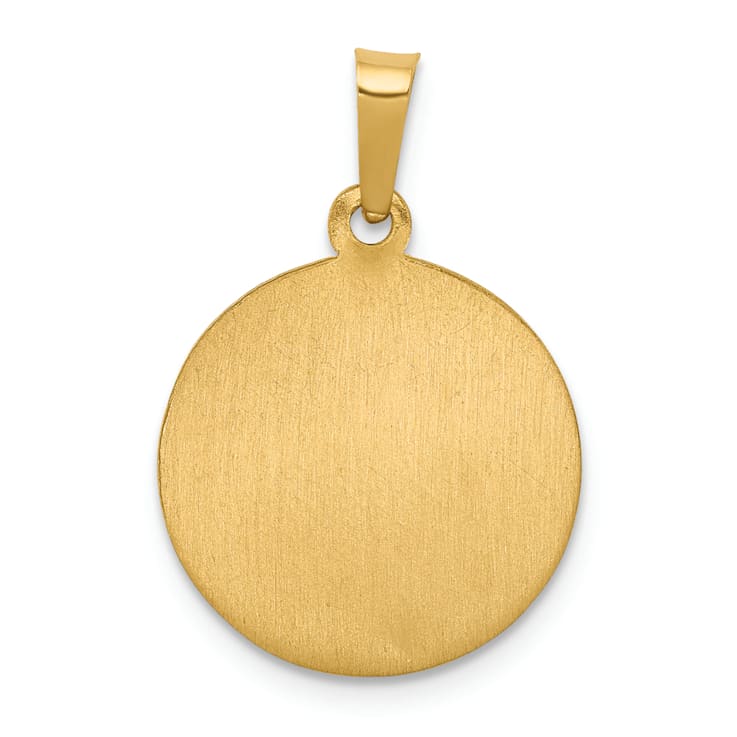 14K Yellow Gold Polished and Satin St Theresa Medal Hollow Pendant