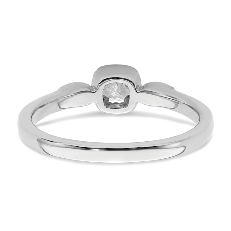 Rhodium Over 14K Gold Petite Rope Edge Cushion Diamond Ring 0.24ctw