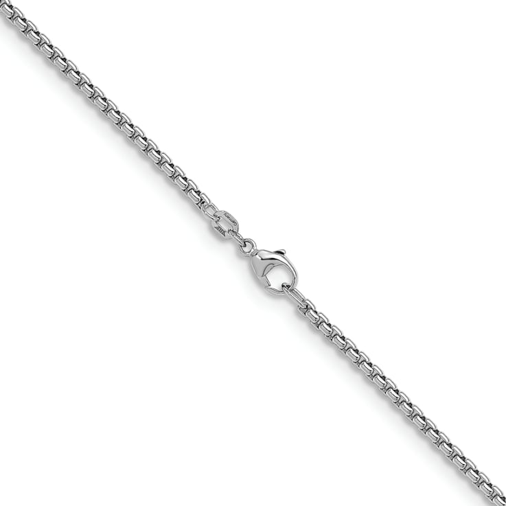 Rhodium Over Sterling Silver 2.7mm Box 24 Inch Chain
