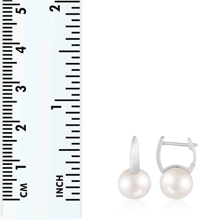 White Cultured Freshwater Pearl 14k White Gold Earrings 8-8.5mm