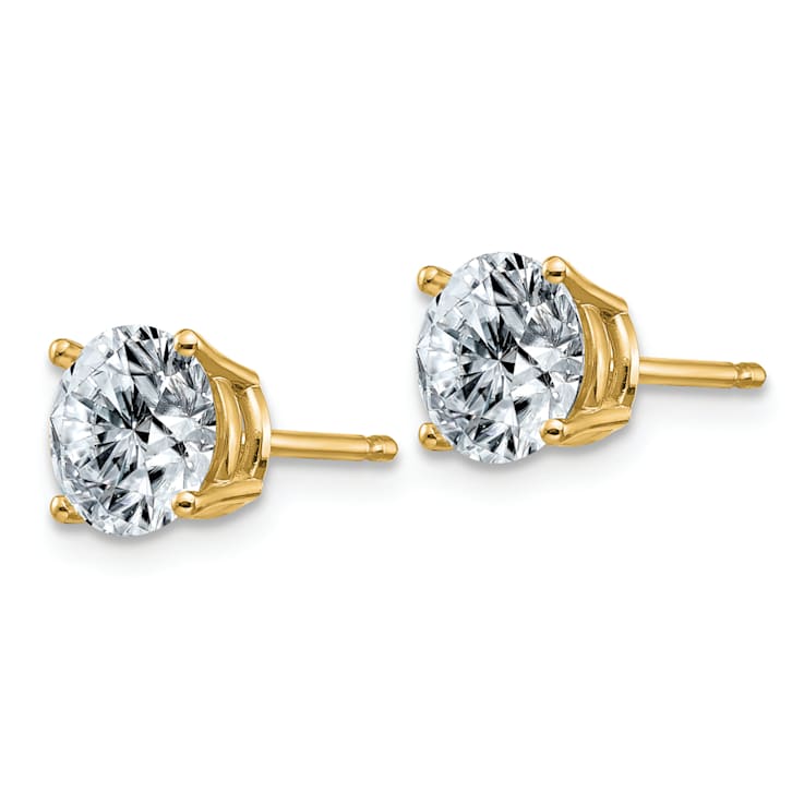 14K Yellow Gold 1.75ct. 6.0mm Round G H I True Light Moissanite Earrings