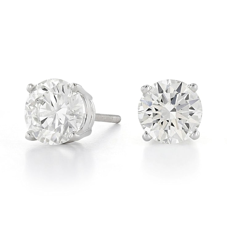 Certified White Lab-Grown Diamond H-I SI 14k White Gold Stud Earrings 1.50ctw