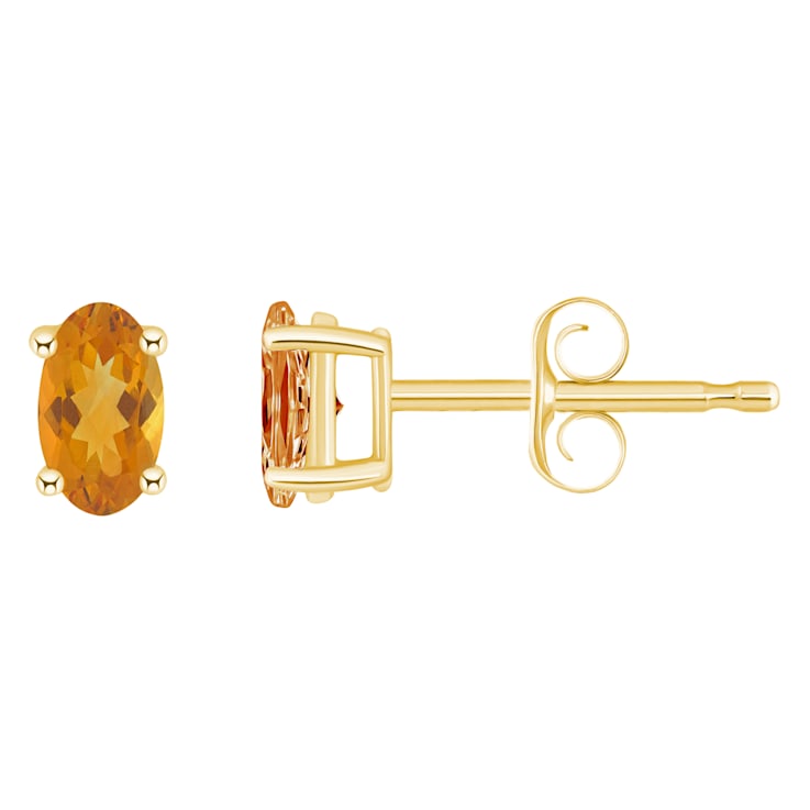 5x3mm Oval Citrine 14k Yellow Gold Stud Earrings